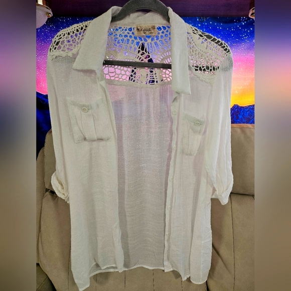 Linen Blouse L Women's Lavish Half sleeve no stains or rips - Picture 1 of 8